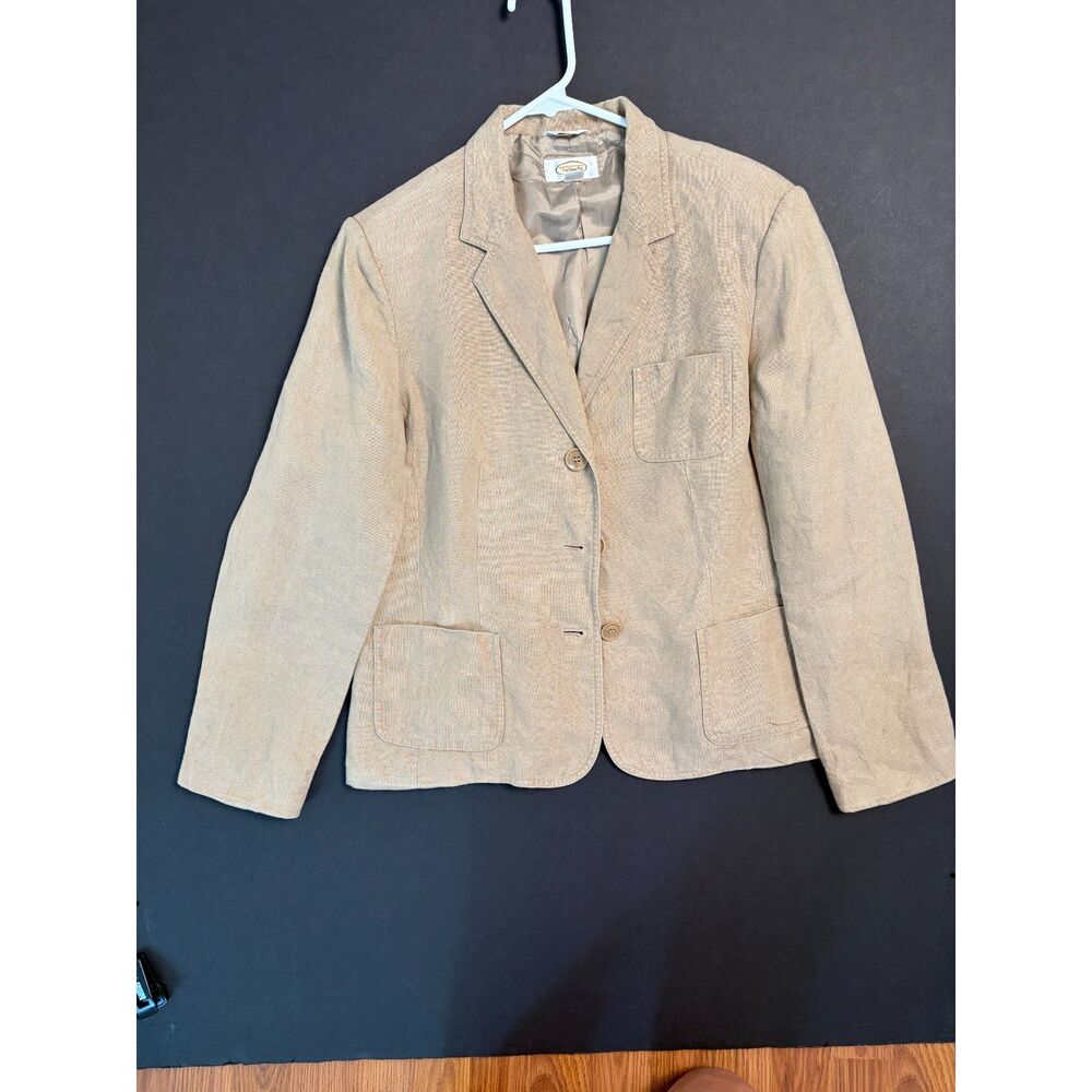 Talbots Vintage 100% Irish Linen Blazer Womens 14 Coastal Preppy Minimalist Chic